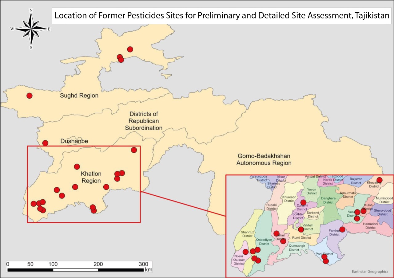 Location of Former Pesticides Sites in Tajikistan