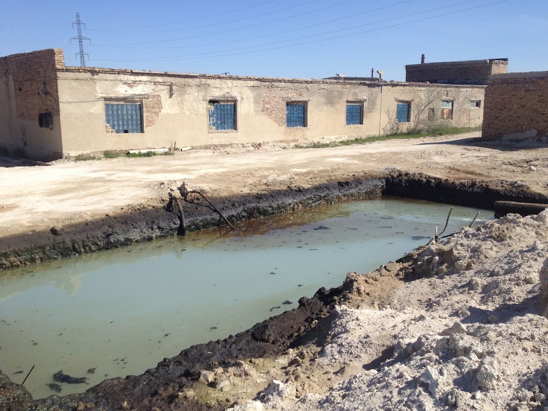 Wastewater settling pond at the pumping station, Sumgait contamination, POPs