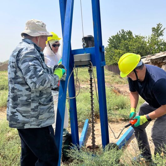 Sampling of soil contaminated by pesticides in Yakkatut Village, Tajikistan, Environmental Health and Pollution Management Institute, EHPMI, Peshsaf